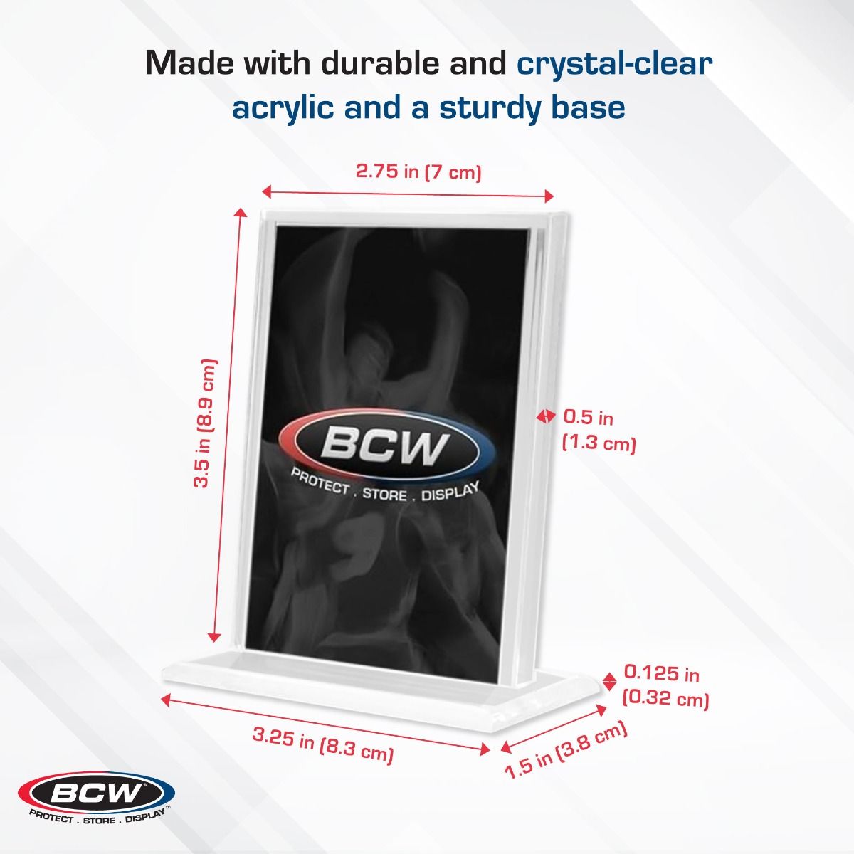 BCW ½ Inch Vertical Acrylic Card Holder – Clear Display Stand for Trading Cards