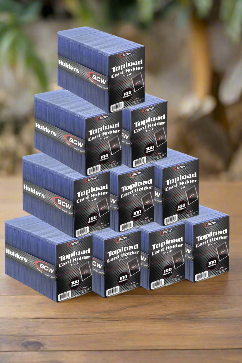 BCW 3x4 Toploaders – 1000 Count (10 Packs of 100) | Rigid PVC Card Holders