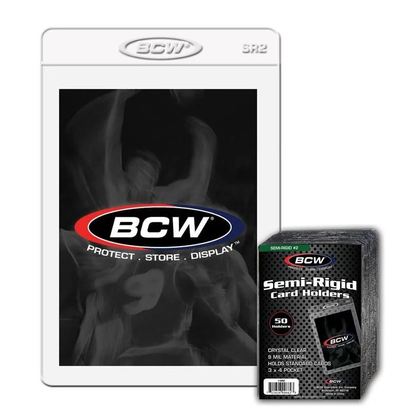 100 BCW Semi-Rigid Card Holders #2 (Two Packs of 50) Sleeves for Grading