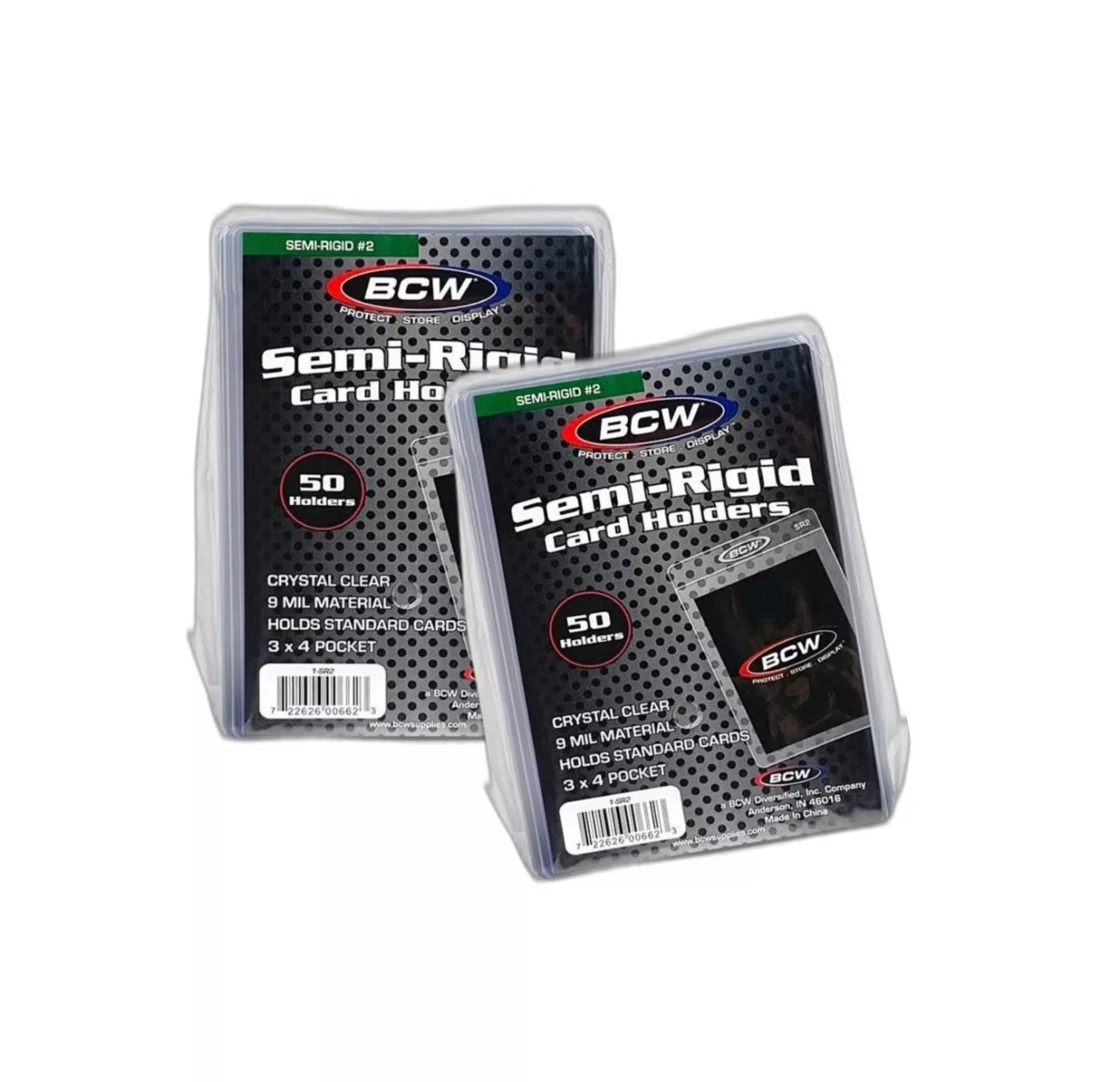 100 BCW Semi-Rigid Card Holders #2 (Two Packs of 50) Sleeves for Grading