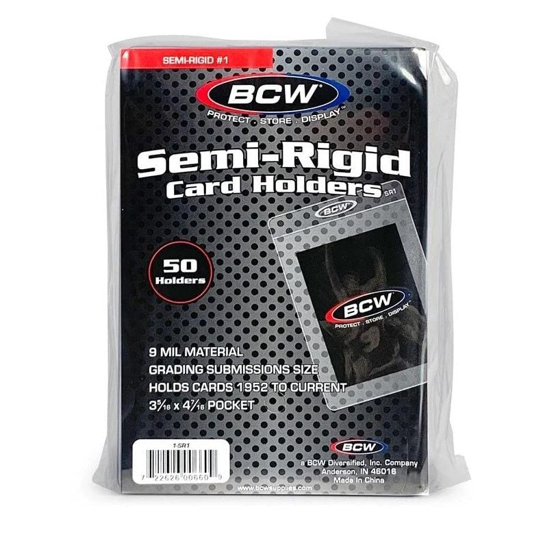 100 BCW Semi-Rigid Card Holders #1 (Two Packs of 50) Sleeves for Grading (Copy)