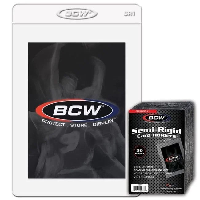 100 BCW Semi-Rigid Card Holders #1 (Two Packs of 50) Sleeves for Grading (Copy)