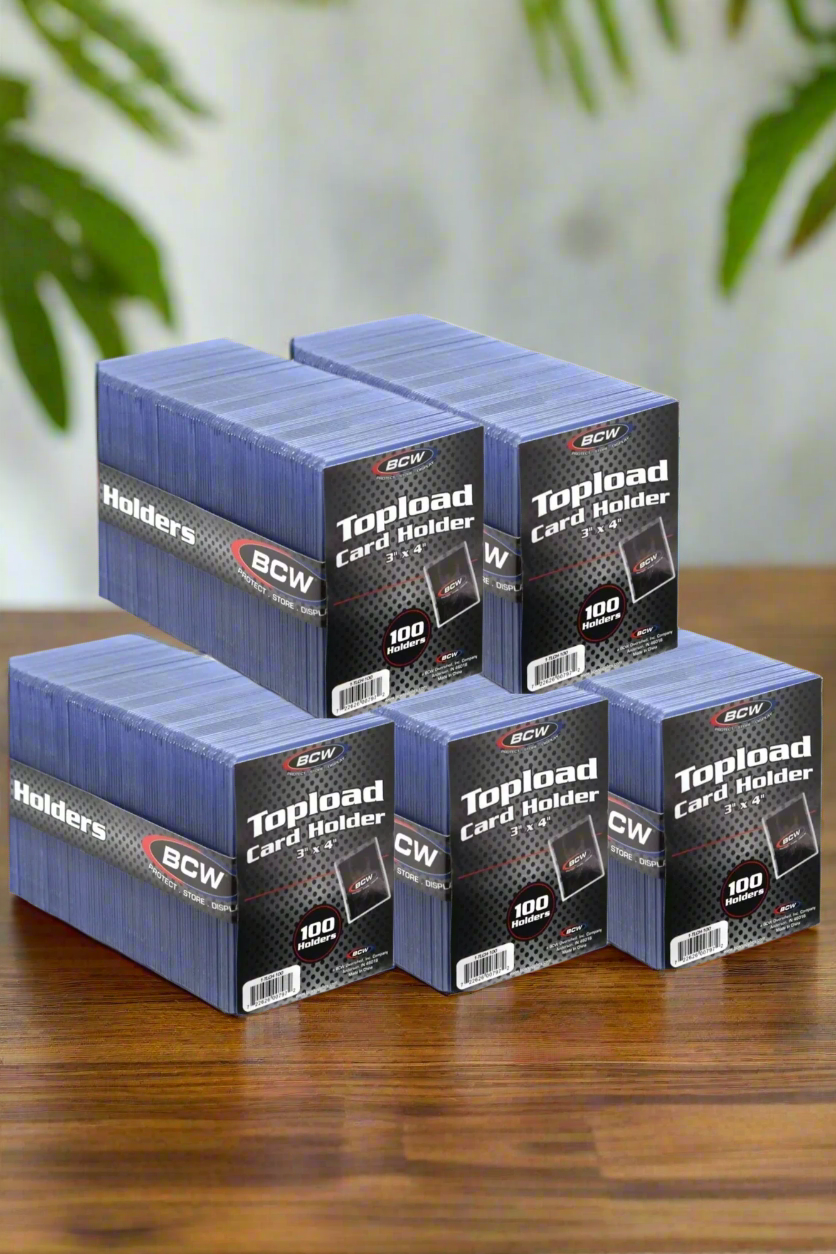 BCW 3x4 Toploaders – 500 Count (5 Packs of 100) | Rigid PVC Card Holders